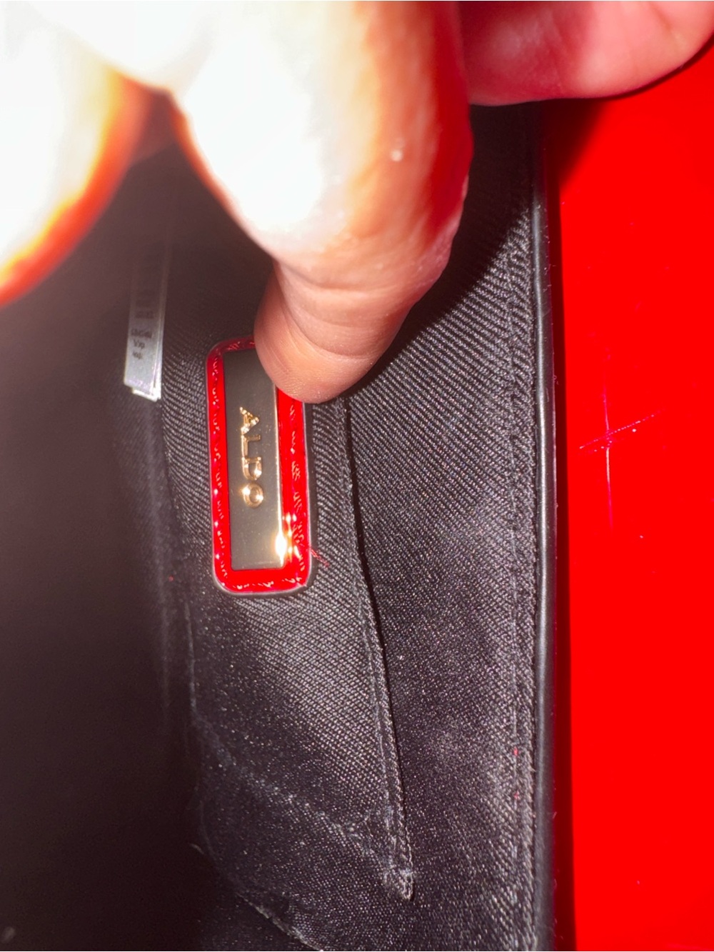 Aldo glossy red patent top-handle mini bag with gold chain - Picture 8 of 8